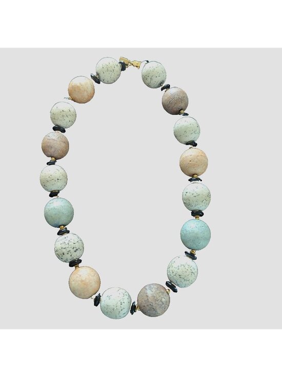 Monet Jewelry - Monet Vtg Stone Bead Necklace Speckled Pastel Earth Tones Estate - Lp